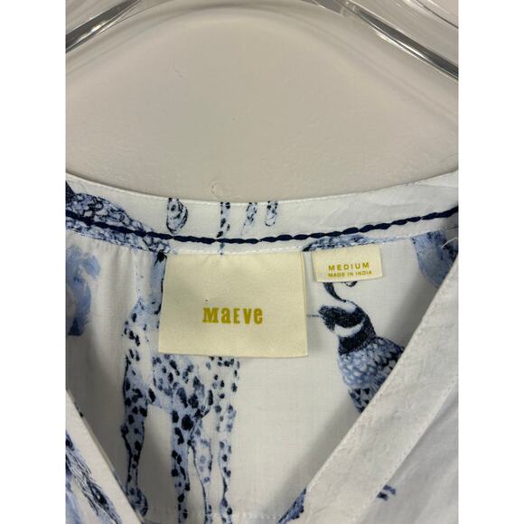 Maeve Animal Printed Top Blue Sz Medium Whimsical Boho - Picture 6 of 9